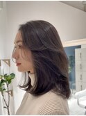 レイヤー/グレージュ/ミディアム/セミロング/内巻き/艶/髪質改善