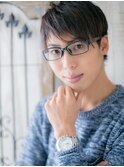 アッシュブラック束感ツーブロックメンズショートX北浦和