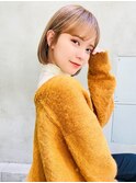 mowen 切りっぱなしボブ×内巻き×柔らかベージュ