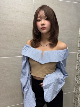 アンジェリカラボ 梅田店(ANGELICA LABO) 韓国風くびれレイヤーカット×グレージュ×透明感ブラウン川又