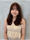 前髪韓国風レイヤーセミディ艶カラー
