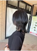 ショートボブレイヤーカット/ウェットヘア/オリーブベージュ