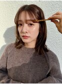 地毛風ナチュラルストレートラベンダーブラウンボブ