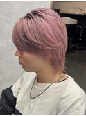 メンズウルフ/メンズハイトーン/ローライト/ピンクカラー