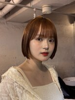 ファルベ(Farbe)&nbsp;ミニボブ　オレンジ　艶カラー　小顔カット　ワイドバング