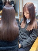 ブリーチなしでつくる髪質改善カラー アプリコットブラウン