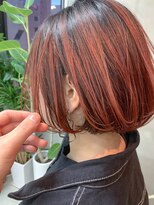 テトヘアー(teto hair) bob(切りっぱなしボブ、オレンジ,グラデーションカラー)