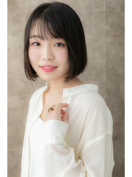 カバーヘア ブリス 大宮西口(COVER HAIR bliss) 黒髪ダークアッシュ前下がり小顔ぷつっとボブZ大宮20代30代40代