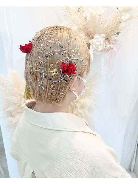 ヘアアクセオーダー☆金箔水引ヘア