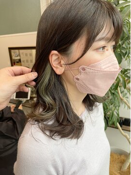 グーフィートーキョー 銀座(Goofy Tokyo) イヤリングカラー/オリーブ/インナーカラー/ミディアム/緑系