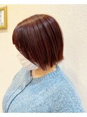 ぱつっとボブ&ダークピンク