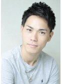 黒髪アッシュブラックアップバングショート束感メンズ白髪染め