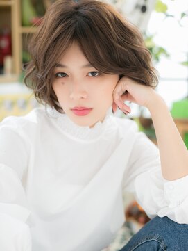 カバーヘア ブリス 志木南口駅前店(COVER HAIR bliss) 斜めバング根元パーマ小顔ゆるふわミディアムc7志木20代30代40代