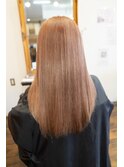 秋色ミルクティーピンクへ艶髪ロング