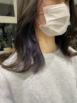 アース コアフュールボーテ みどり店(EARTH coiffure beaute) インナーパープルアッシュカラーくびれミディ