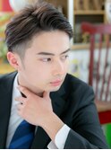 ■七三分け黒髪ツーブロック刈り上げショート107-7戸頭30代40代