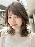 シースルーバング透明感カラーレイヤーオリーブベージュ