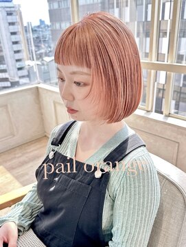 ヌフ(neuf) ミニボブ × ペールオレンジ【池袋/スタイルチェンジ/前髪】