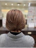 大人上品ピンクベージュボブ