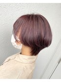 ラベンダーピンク ダブルカラー ショートマッシュ