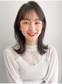 外ハネボブくびれグレージュカラー小顔黒髪ボブウルフ