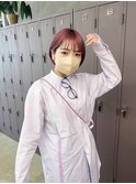ミニボブ×ピンクベージュ