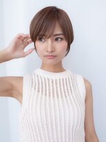 20代30代大人可愛い斜めバング小顔ショートボブシルキーベージュ