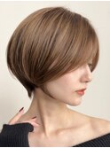 表参道大人ショートボブ顔周りレイヤーカットくびれショート40代