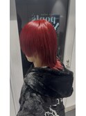 メンズウルフ/マッシュウルフ/赤髪/ワインレッド