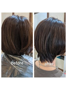 40代50代◎冬の小顔ショートボブ×前下がりシルエット