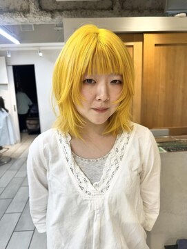 テトラ バイ ネオリーブ 横浜西口店(tetra by neolive) イエローブリーチダブルカラーハッシュカットレイヤー