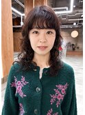 ミディアムパーマウルフ顔まわり