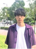 ツーブロックマッシュパーマ ゆるスパ刈上げボブダークアッシュ
