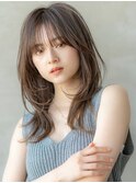 大人かわいい前髪セシルカットココアブラウンフリンジウェーブ