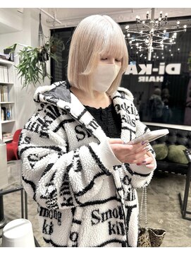 ディーカヘアーセンダイ(Di KA HAIR sendai) ホワイトブロンド/ボブ/ハイトーンボブ/ホワイトカラー/ブリーチ