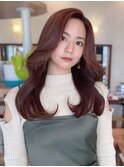【古作 蓮】韓国ヘアスタイル くびれヘア アプリコットオレンジ