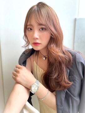 ランテルディ 渋谷(LANTERDIT) 顔周りカット　ミルクティーカラー　ロングヘア　韓国ヘア　艶感
