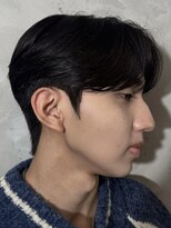 韓国シースルーマッシュ黒髪マッシュカルマパーマダウンパーマ