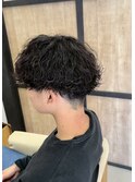 ツイストスパイラル波巻きパーママッシュツーブロックマッシュ