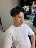 ピンパーマ &nbsp;アップバング &nbsp;ショート &nbsp;短髪 &nbsp;メンズパーマ &nbsp;眉毛