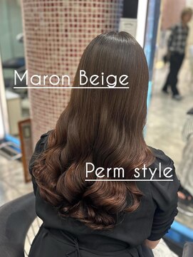 アピッシュ ギンザ(apish ginza) 浅子小百合/秋っぽマロンベージュとコテ巻き風パーマ