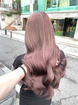 ワンズクロエ 原宿店(ONE's Chloe) くびれヘアアプリコットオレンジハイライトカラーブルーカラー