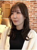 レイヤーボブハイライトカラーミルクティーベージュ