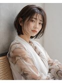 ワンホンレイヤーシースルーバングショートボブ