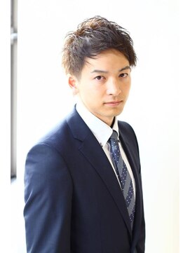 ハピネス 河原町店(Happiness) ビジネスマンビジカジアップバング無造作アッシュベージュ