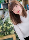 斜めバングショコラグレージュ小顔ストレートc5大宮20代30代40代