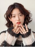 骨格ナチュラル/韓国風切っぱなしタンバルモリボブ/モカブラウン