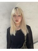 レイヤーカット/ホワイトカラー/ワイドバング/20代
