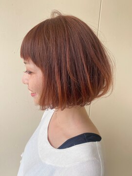 カシェ リタ ヘアー(CACHE'&RITA HAIR) 内巻きボブ○顔まわりカット○オレンジヘア○オレンジブラウン
