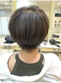 大人ショートボブ丸みショートカットマッシュショート前髪あり